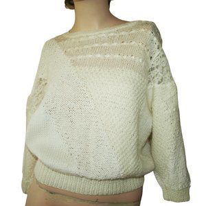 Handmade in the 80’s WHITE SWEATER Small